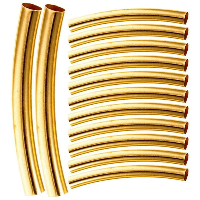 100Pcs Curved Noodle Tube Metal Spacer Beads Curved Tube Beads Metal Beads for Bracelet Jewelry