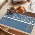 thumbnail image 3 of Retro Blue Placemats Set of 2, Brown Floral Striped Pattern Stitching Art Non-Slip Place Mats Washable Table Mats for Kitchen Dining Table Decorations Indoor/Outdoor, 3 of 9