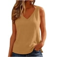 thumbnail image 5 of WTXUE Cotton Linen Tank Tops V Neck Sleeveless Plus Size Vest Tunic Tank Tops Linen Sleeveless Shirts Work Shirts Loose Fitting Tops Soft Shirts Casual Shirts Dressy Casual Tops Basic Tops Khaki L, 5 of 7