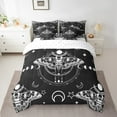 thumbnail image 2 of Moth Print 7 Pcs Comforter Set Halloween Skull Bed In A Bag Sheet Set Moon Galaxy Starry Sky Bedding Set Teens Adults Boho Exotic Quilt Set Queen Size,Black White, 2 of 5