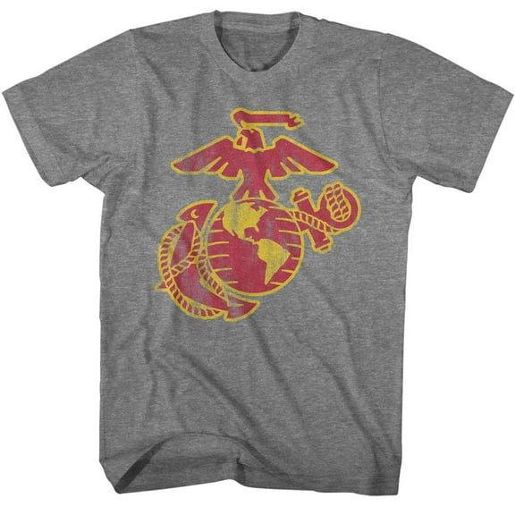 U.S. Marine Corps USMC Bright Eagle and Globe Graphite Heather Adult T-Shirt