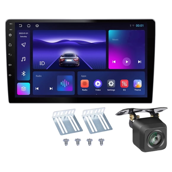 Estéreo para automóvil de doble DIN de 9 pulgadas con CarPlay inalámbrico Android Auto inalámbrico, estéreo para automóvil con pantalla táctil 2.5D con cámara de respaldo FM Bluetooth Grabadora para v