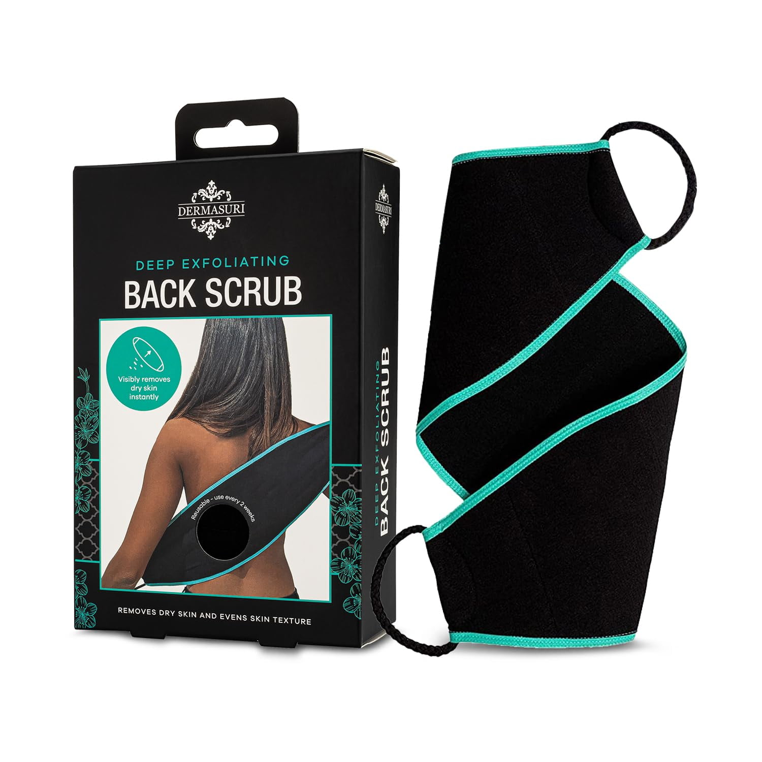 Dermasuri Exfoliating Back Scrubber - Exfoliator Body Scrub for Women & Men (1 Pack)