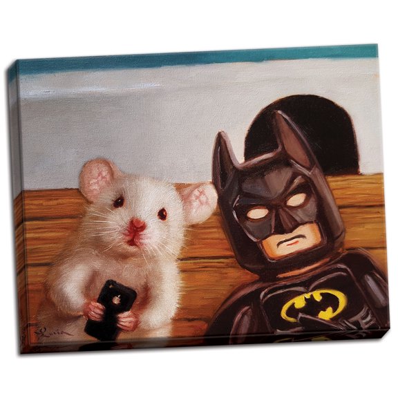Gango Home Decor Horizontal Selfie with Batman by Lucia Heffernan (Ready to Hang); One 14x11in Hand-Stretched Canvas