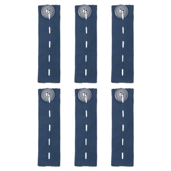 6Pack Elastic Pants Waist Extenders, Button Extenders (Deep Blue, 3.3x1inch)