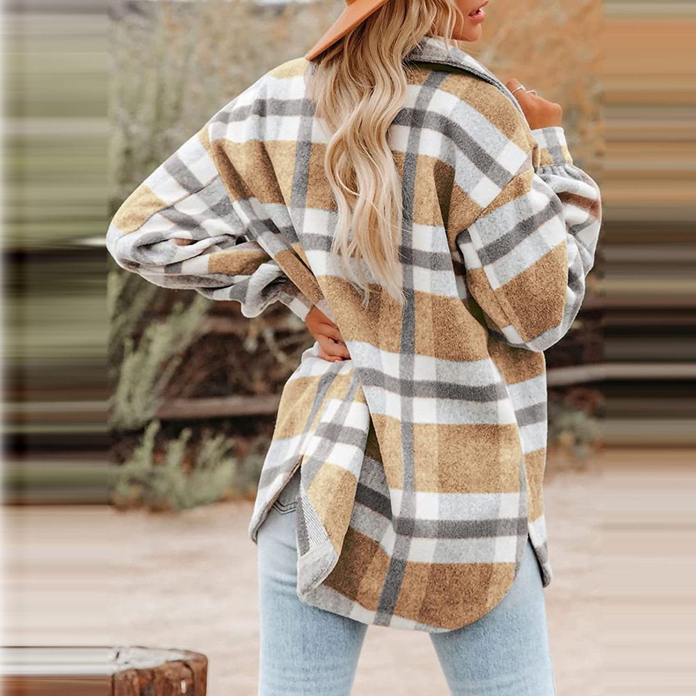 Surchemise Décontractée à Carreaux pour Femmes, Chemise à Manches