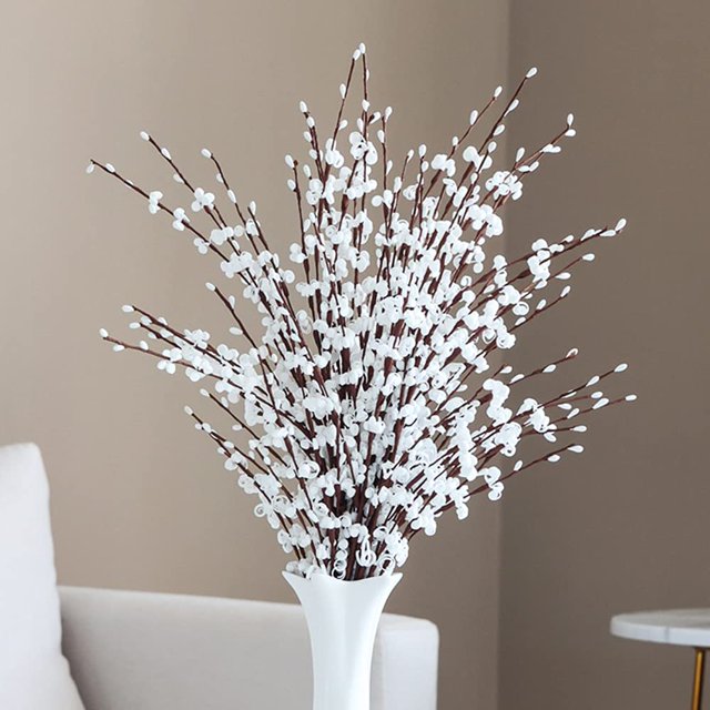 VANTREE 6 flores artificiales de jazmín, 29.5 pulgadas de largo de flores falsas, flores artificiales blancas para decoración, relleno de jarrón para granj VANTREE NA