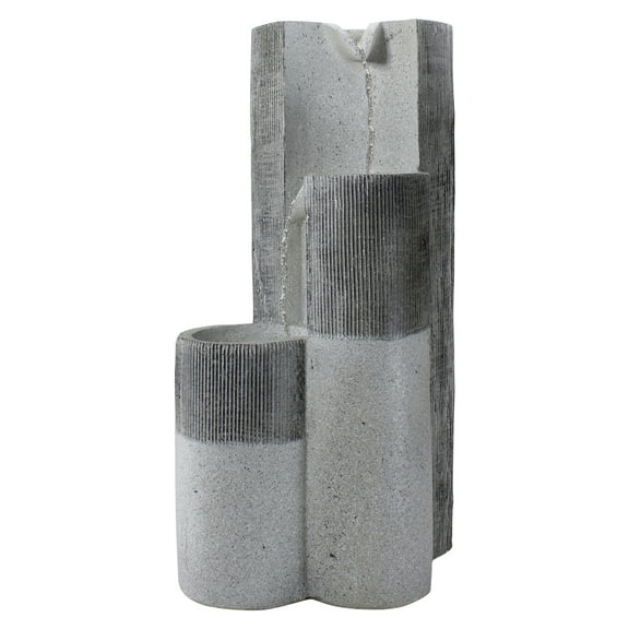Northlight Speckled Modern Style 3-Tier Rainfall Outdoor Water Fountain - 24" - Gray