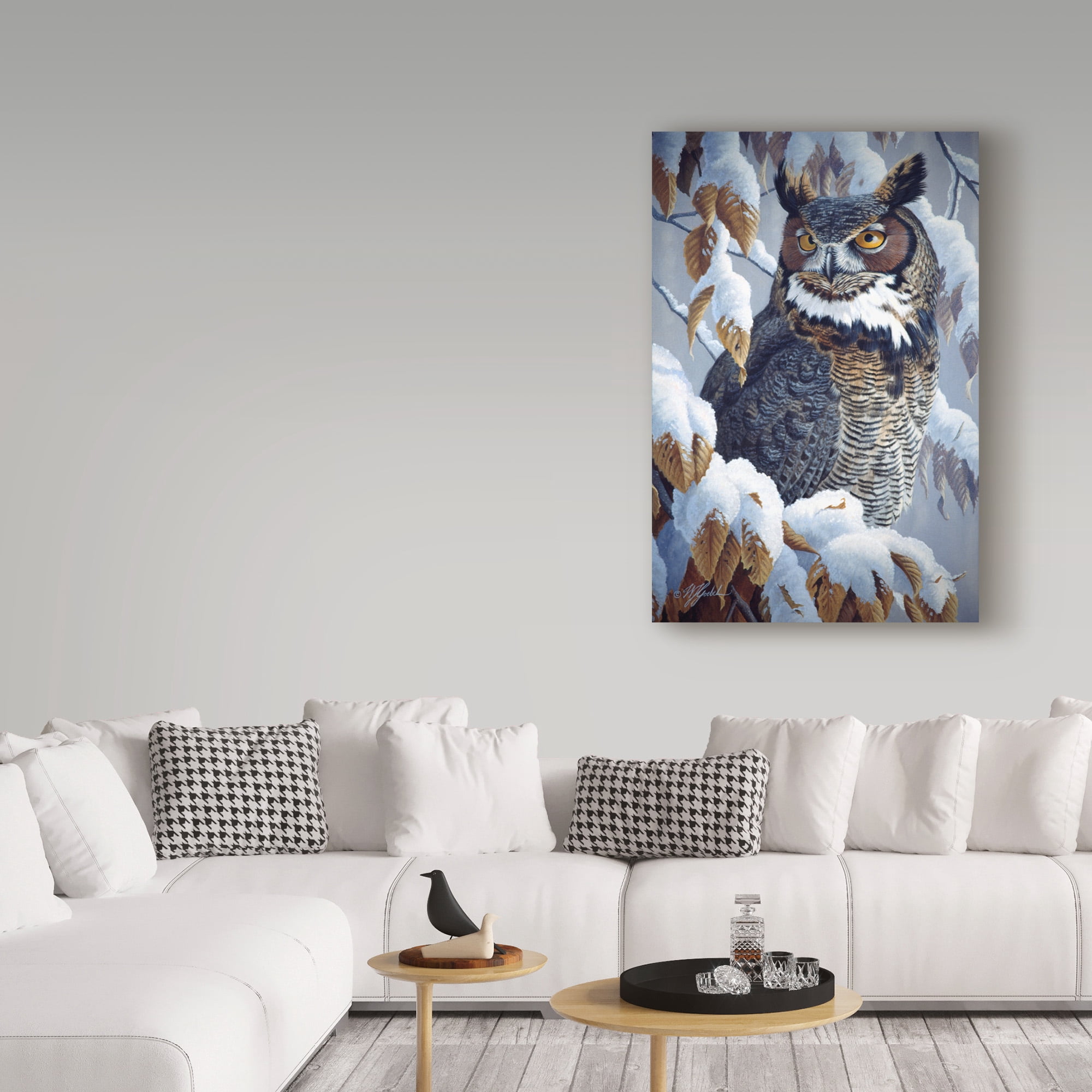 Trademark Fine Art 'Winter Watch Great Horned Owl' Canvas Art by Wilhelm Goebel