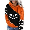 thumbnail image 2 of Halloween Hoodies for Women 2025 Funny Pumpkin Hoodie Long Sleeve Graphic Sweatshirt with Pockets Pullover Tops, 2 of 5