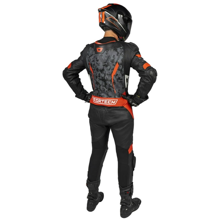 Cortech Sector Pro Air Mens Leather Motorcycle 1-Pc Suit Camo/Red