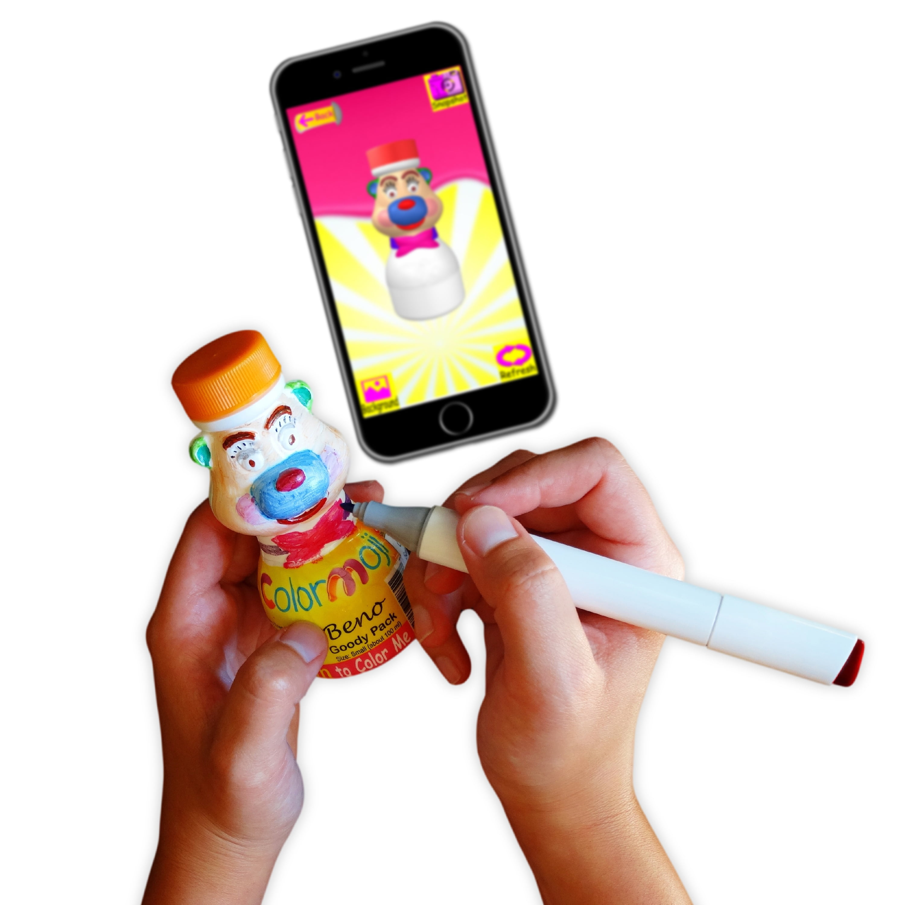 Colormoji Sour Gummy Candy in 4 Beno Bear Painting Model (4 Hats) - 1.4 oz Each - Art and Craft Coloring Game with Free Coloring App DIY Gift