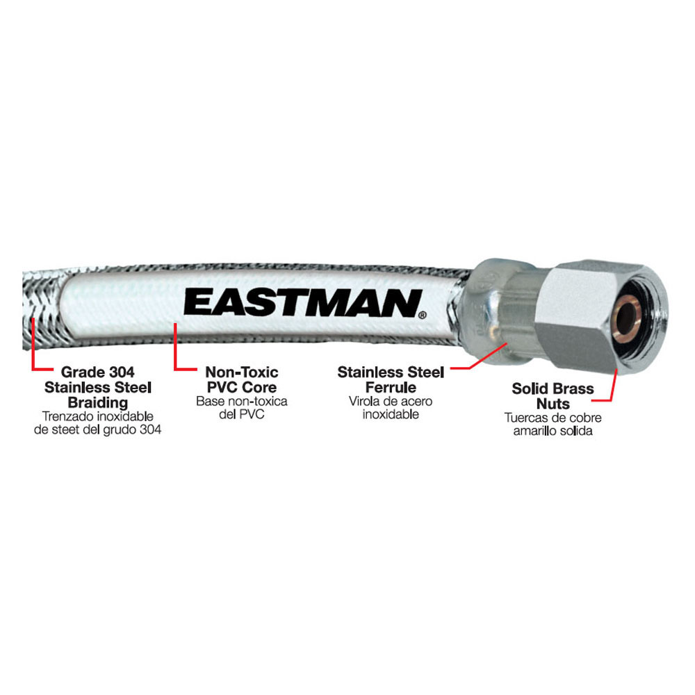 Eastman 48392 Braided Stainless Steel Ice Maker Supply Line, 1/4 inch Comp, 25 feet - image 2 of 3