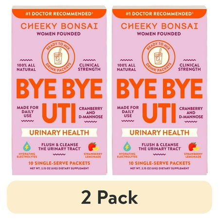 (2 pack) Cheeky Bonsai Bye Bye UTI Strawberry Lemonade Powdered Drink Mix, 10 Count