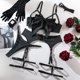 thumbnail image 2 of Conjunto de lencería sexy para mujer, sujetador negro de tentación, cinturón ahuecado, conjunto de ropa interior de Cuatro piezas, ropa de dormir erótica, 2 of 5
