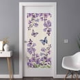 thumbnail image 2 of Purple Flowers Window Privacy Film, Butterfly Spring Floral Rustic Farmhouse Static Cling UV Sun Blocking Heat Control Window Tint Day and Night, Non-Adhesive One Way Privacy Cover 35.4''x78.7'', 2 of 7