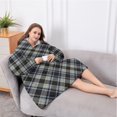 thumbnail image 5 of Oversized Wearable Blanket Hoodie,Gray Black Checkered Pattern Sherpa Blanket Hoodie with Super Pockets,Super Warm Fuzzy Pullover for Women & Men, 5 of 6