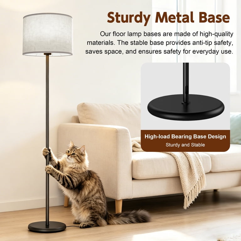 Govvep Modern Standing Floor Lamp, Beige Linen, 3 Colors photo 4
