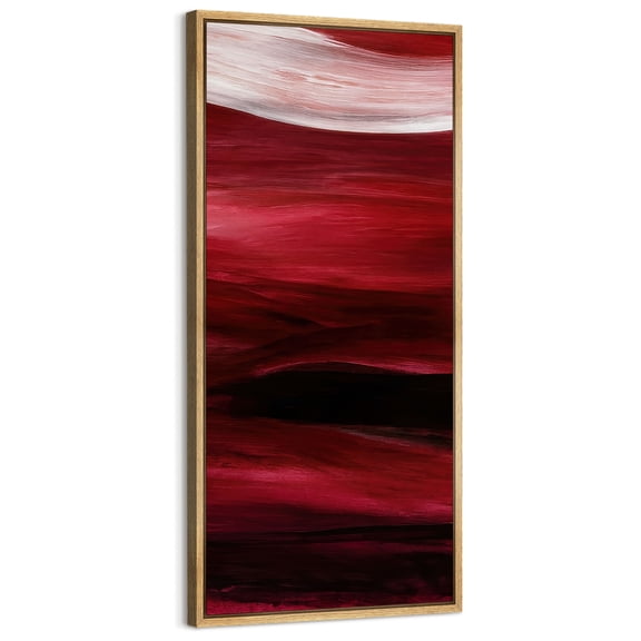 Large Framed Canvas Art for Living Room Wall Decor, Red Abstract Mountain Canvas Print for Bedroom Decoration - 60"x30" Natural Framed