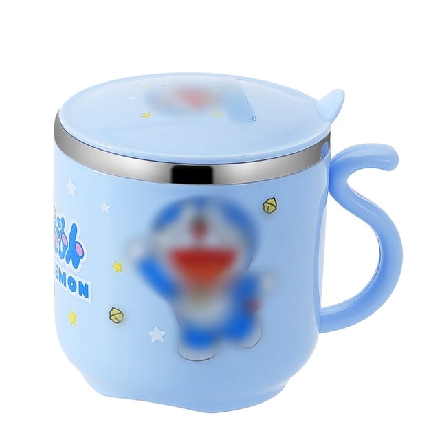 Taza de agua de acero inoxidable 304 con pajita, taza de jardín de infantes, taza de leche linda de doble capa para niños, regalo de pato amarillo pequeño