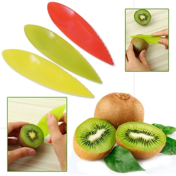 vlrwzc 3 Pcs Plastic Slicer Kiwi Fruit Spoon Splitter Kitchen Accessories Random Color