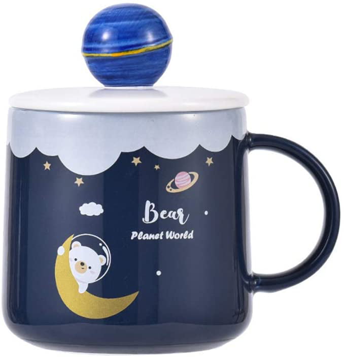 2019 New Cute China Panda Coffee mug with lid&spoon Ceramic 16oz Milk cup Gifts 