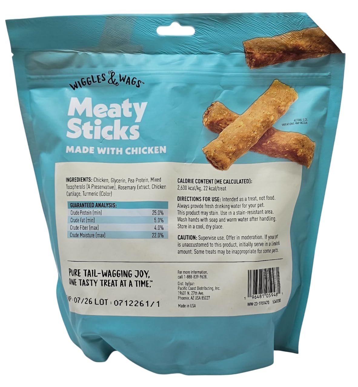 Wiggles & Wags Chicken Meaty Sticks Soft and Chewy Dog Treats, 16 Ounces