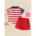 thumbnail image 4 of Musuos Toddler Boy 4th of July Outfits, 6 12 18 24M  3 4Y Star Striped Print Button Down Short Sleeve Lapel Shirt Elastic Waist Shorts Set, 4 of 9