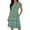 Green c, variant on Ladies' Fashionable Printed Flying Sleeves Short Sleeved V-Neck High Waist Cinched A-Line Button Up Dress