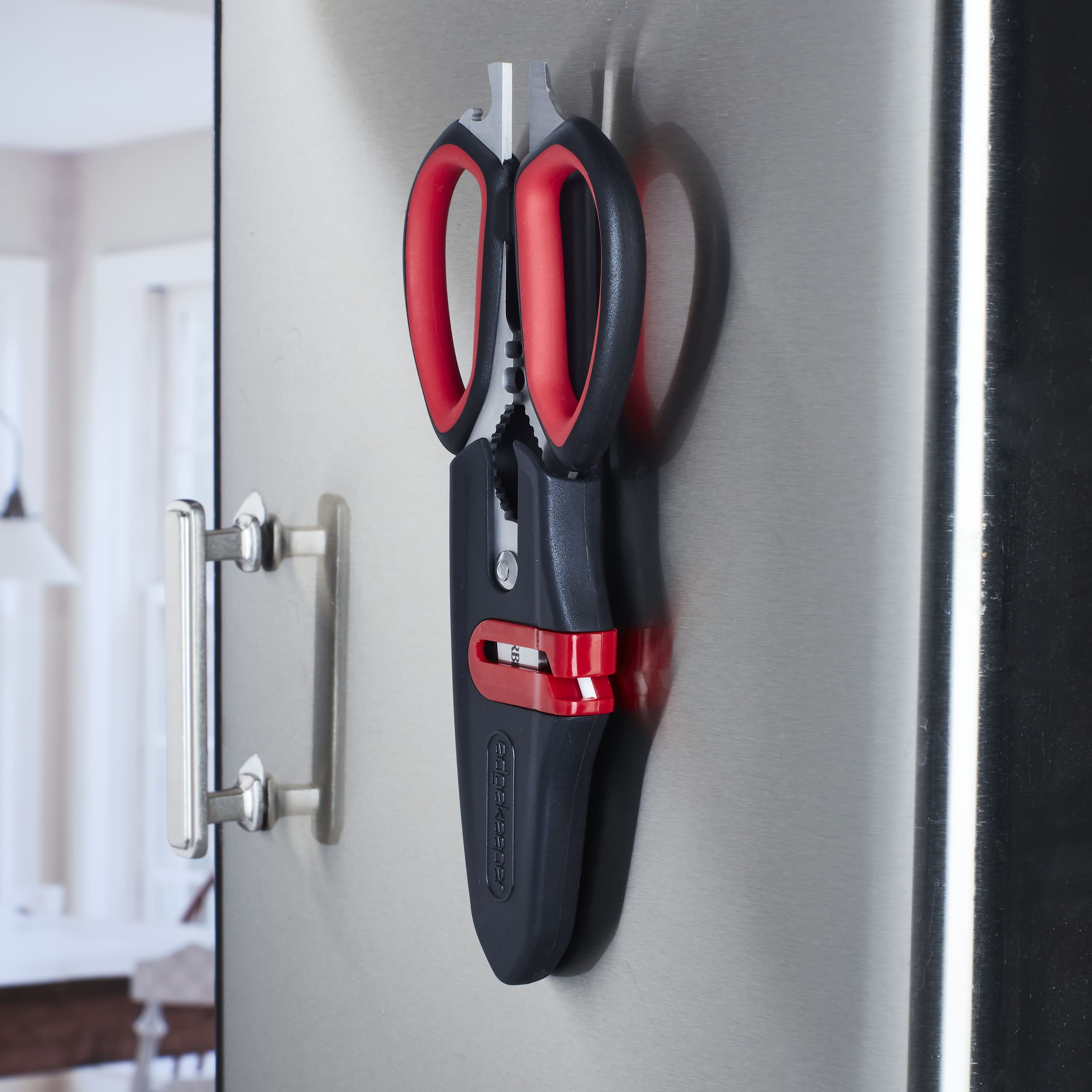 Farberware Edgekeeper 10 in 1 Scissors with Magnetic Holder in Red and  Black 