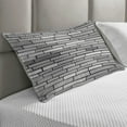thumbnail image 2 of Grey Quilted Pillowcover, Illustration of Brick Wall Contemporary Artprint 3d Style Vision Modern and Shabby Design, Standard King Size Accent Pillow Cover for Bedroom, 36" x 20", Grey, by Ambesonne, 2 of 2
