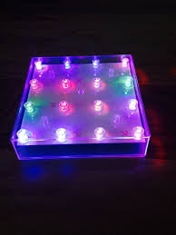5" LED Light Plate Square,16 Lights per Vase base Battery Powered LED09 
