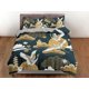 thumbnail image 3 of Juego de cama oriental verde oscuro con acento de color naranja apagado, Crane, 3 of 4