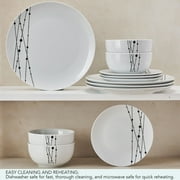 Studio Nova Linear Symphony 12 Piece Porcelain Dinnerware Set White