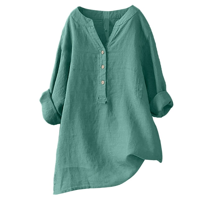 Kcodviy Blouse Ample à Boutons 4X Hauts pour Femmes Hauts Grande Taille Col Montant Uni Manche Hauts et Chemisiers pour Femmes Long Décontracté Chemise pour Femme Tunique pour Femme Blouse pour Femme
