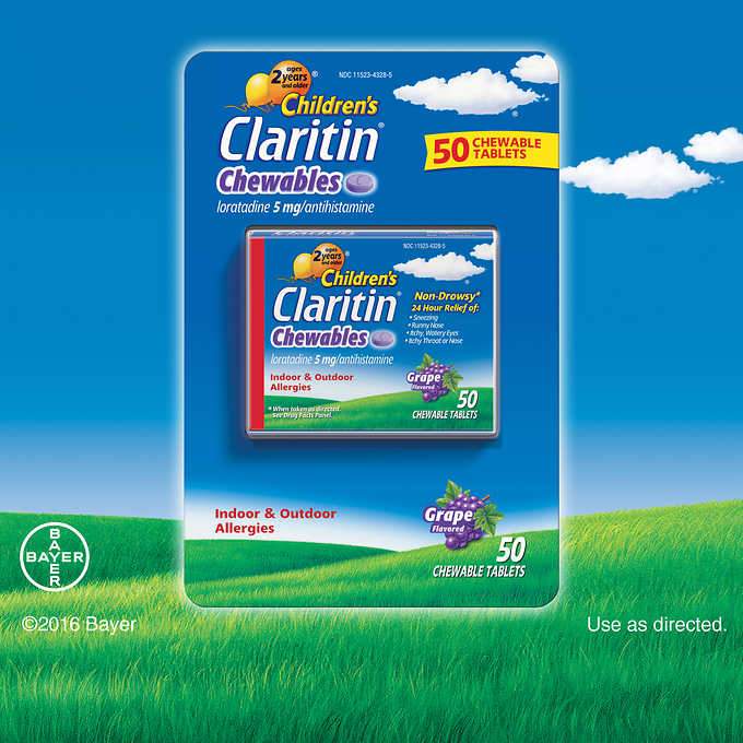 Claritin Children's Chewables 5mg. NonDrowsy 24 Hour, 50 Tablets