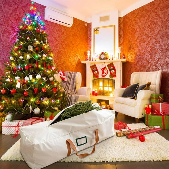 Large Christmas Tree Storage Bag, Fits Up to 9 ft Tall Holiday Artificial Disassembled Trees with Handles&Dual Zipper, Waterproof Protects, Moisture&Insect, 110x40x40cm