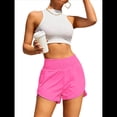 thumbnail image 3 of Pantalones Cortos Deportivos de Cintura Alta para Mujer, con Bolsillos, Elásticos, para Gimnasio. Rosa Roja M, 3 of 5