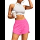 thumbnail image 3 of Pantalones Cortos Deportivos de Cintura Alta para Mujer, con Bolsillos, Elásticos, para Gimnasio. Rosa Roja S, 3 of 5