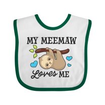 Inktastic My Meemaw Loves Me with Sloth and Hearts Boys or Girls Baby Bib