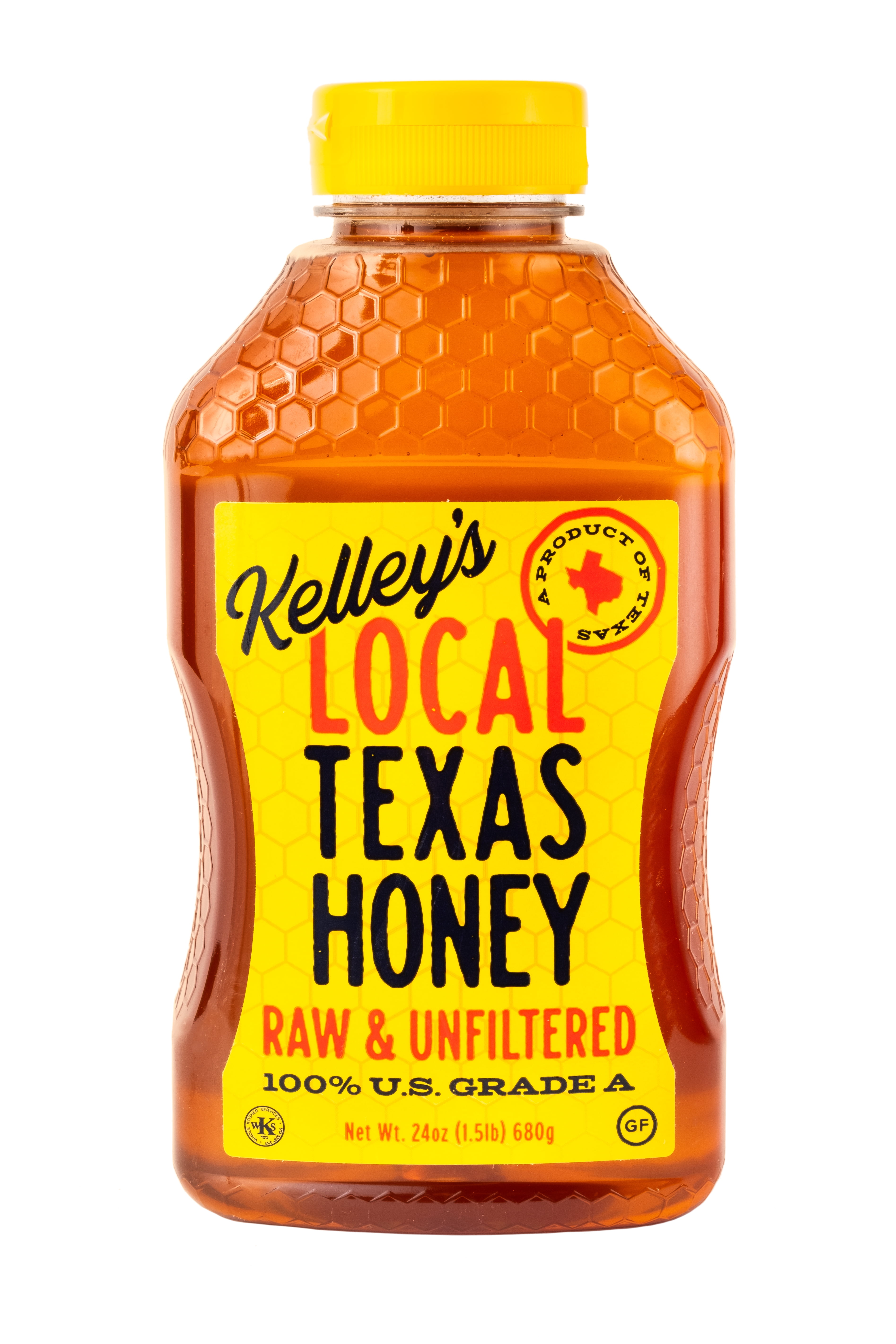 Local Kelley's Texas Raw and Unfiltered Raw Honey, Pure Honey, 24 oz
