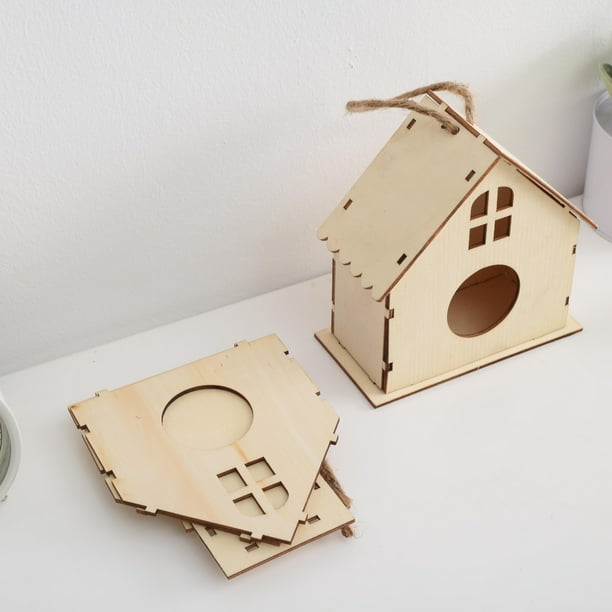 Xihbxyly Kit de Casa para Pájaros Diy, Proyecto de Manualidades de Madera, Materiales Seguros y No Tóxicos, Divertida Decoración para Exteriores, Juguete de Jaula para Pájaros, Piezas Sin Ensamblar,