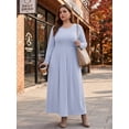 thumbnail image 4 of Cueply Women's Plus Size Maxi Dress Long Sleeve Crew Neck Empire Waist Casual Flowy Long Dresses for Women, 4 of 7
