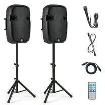 Gymax Portable Dual 15'' 2-way 2000 W Powered Speakers w/ Controller