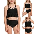 thumbnail image 2 of LckLvx Cute Swimsuits for Girls Bikini 2 Piece Ruffle Sleeveless Swim Tops and Ruched Bottoms 2 Piece Set 2-12Years, 2 of 6