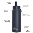 thumbnail image 2 of Hydrapeak Mini 20oz Water Bottle with Straw Lid, Stainless Steel Double Wall Insulated Water Bottle | Leak-Proof and Spill-Proof Water Bottle, Cold for 24 Hours (Navy), 2 of 7
