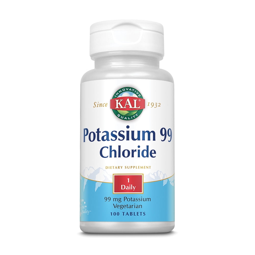 KAL Potassium Chloride 99mg | Nutritive Electrolyte Support for Bones, Heart, Muscles, Nerves | Fast Acting | 100ct