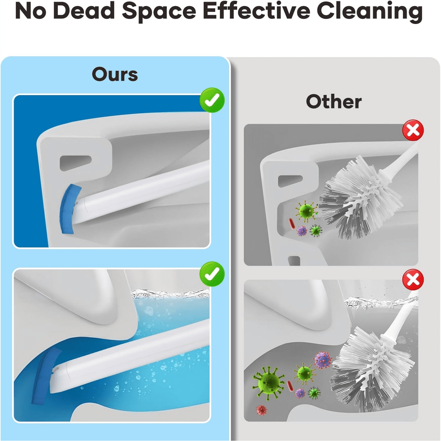 ZQZiQi 3-In-1 Disposable Toilet Brush With Dust-Proof Holder, Set Of 2 With 96 Toiletwand Refills, Long Handle No Drilling Bathroom Cleaning Tool