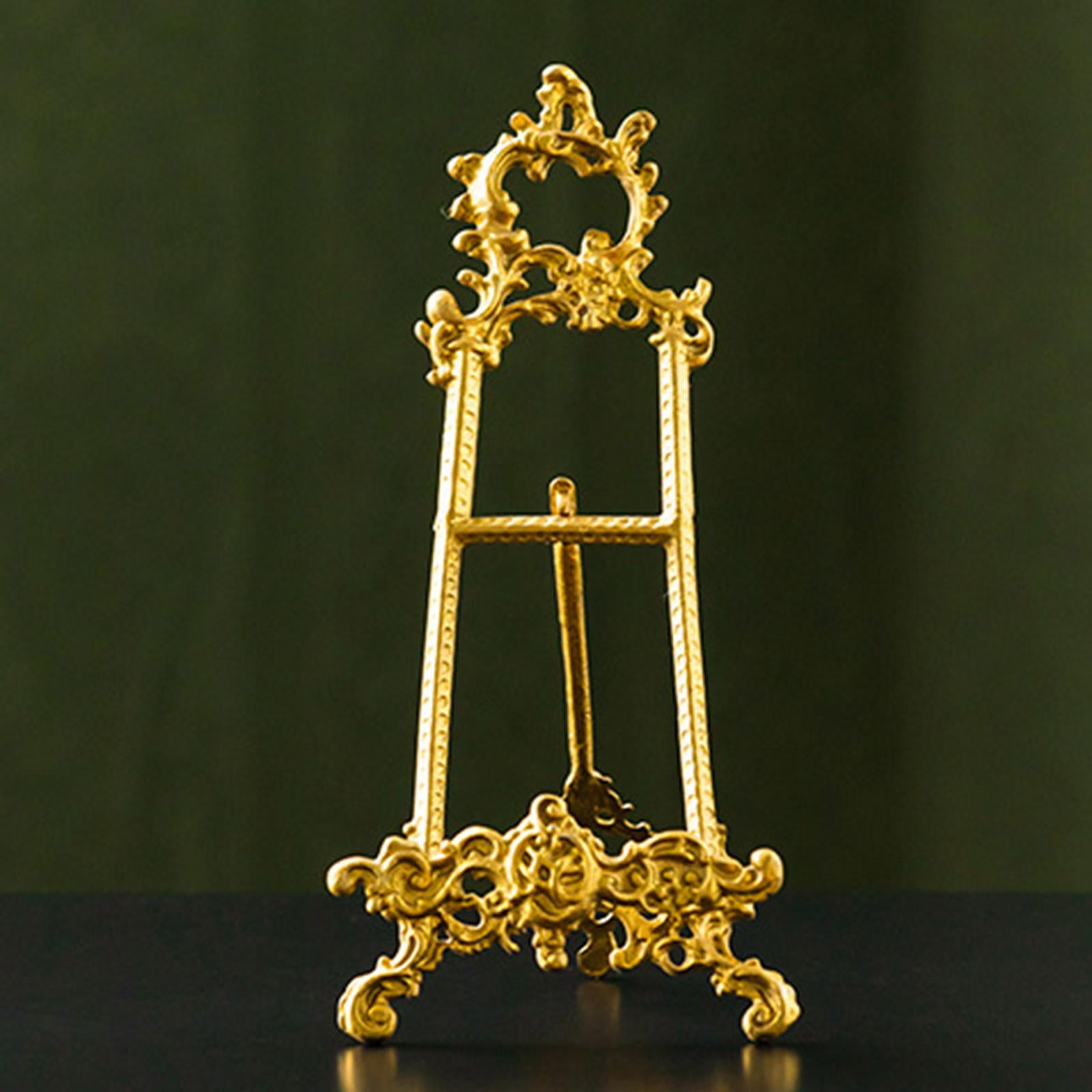 Vintage Plate Display Stand Brass Easel Picture Frame Stand Metal