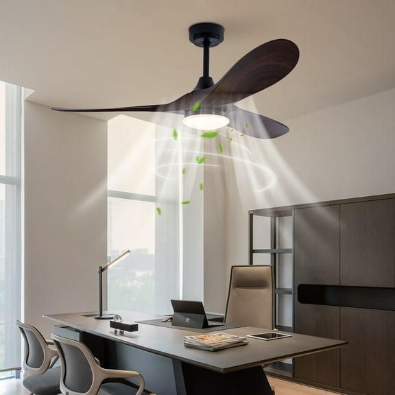 52 inch Modern Ceiling Fan with Remote Indoor 3 Wood Blades Chandelier 50W